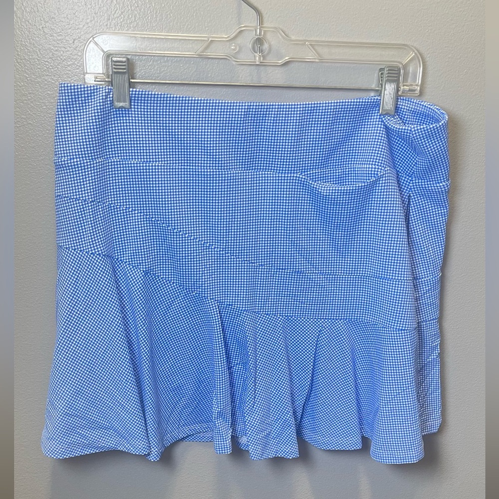 IBKUL Women's Golf Mini Check Flounce Skort Blue/White‎ Size Large - Picture 2 of 4